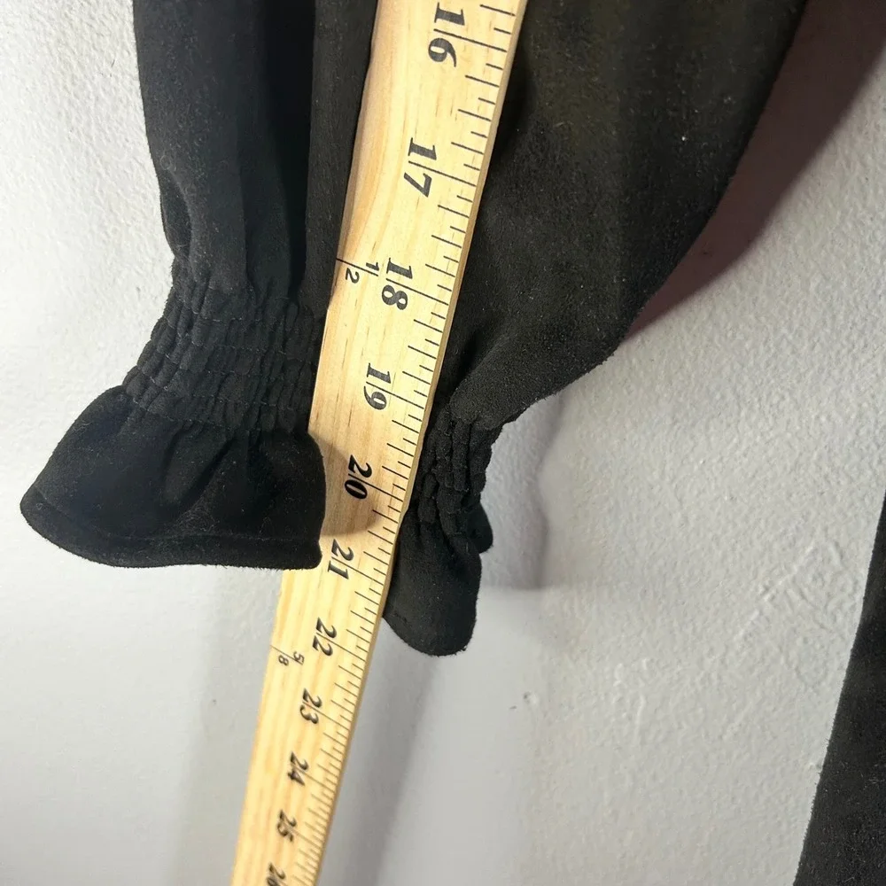 Tuckernuck Women Easton Blouse‎ Top Size XL Faux Suede Peasant Preppy Boho Black